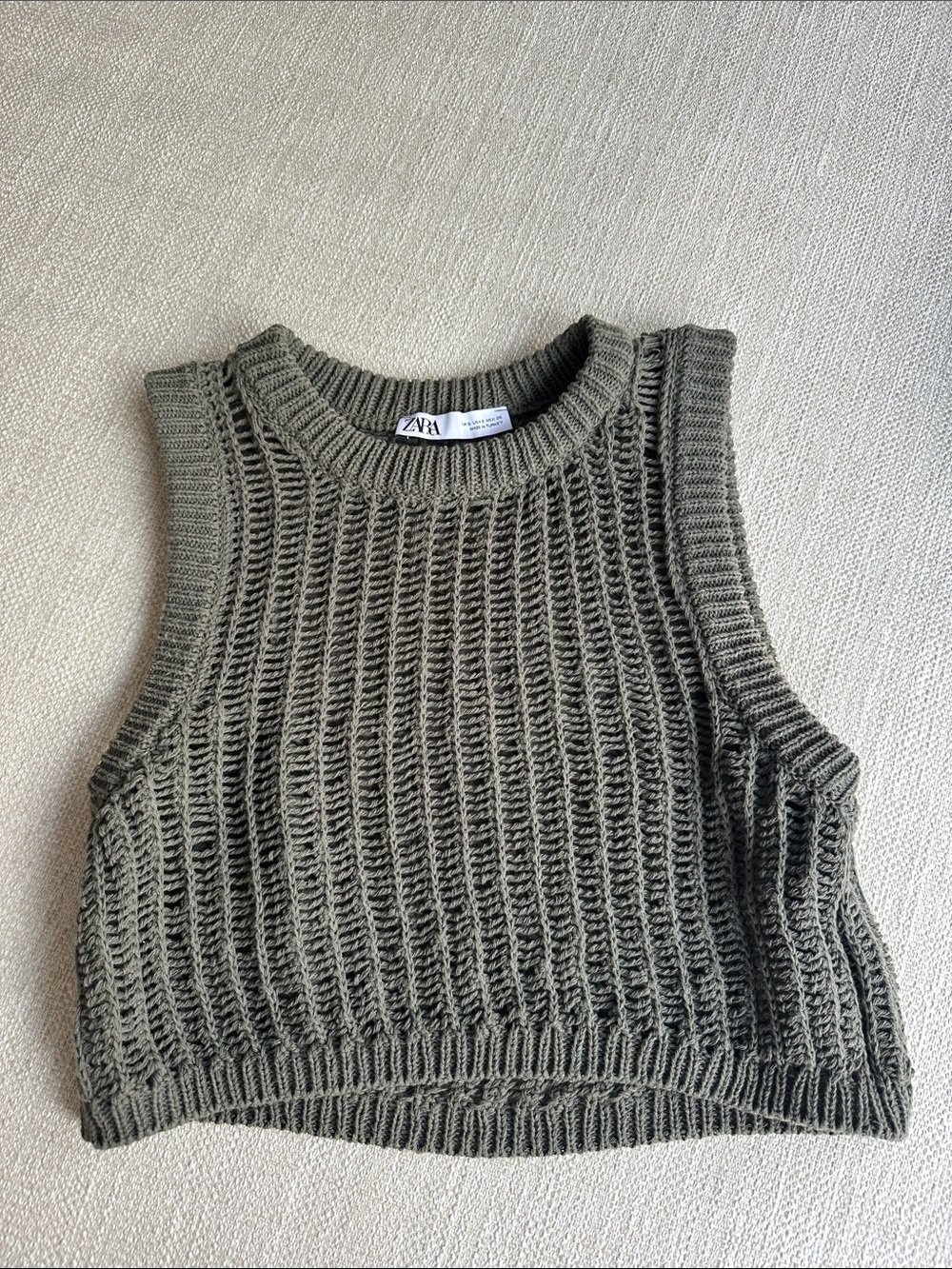 Zara Olive Knit Sleeveless Crewneck Tank